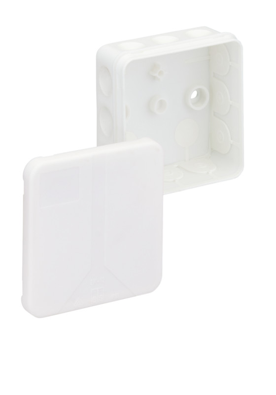 Škatuľa 2K-12-L/w rozbočovacia IP55, biela, prázdna, 85x85x37mm, mäkké membrány IK07 34461201