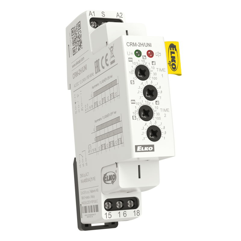 Cyklovač CRM-2H/UNI asymetrický,1-modul, 0,1s-100 dní,výstup 1x16A prepínací AC 230 V 8595188113007