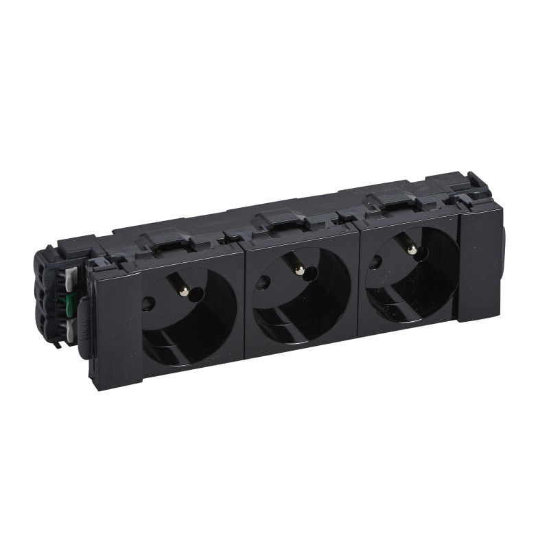 Zásuvka MOSAIC 3x2P+T DLPB 6M BS čierna 077183