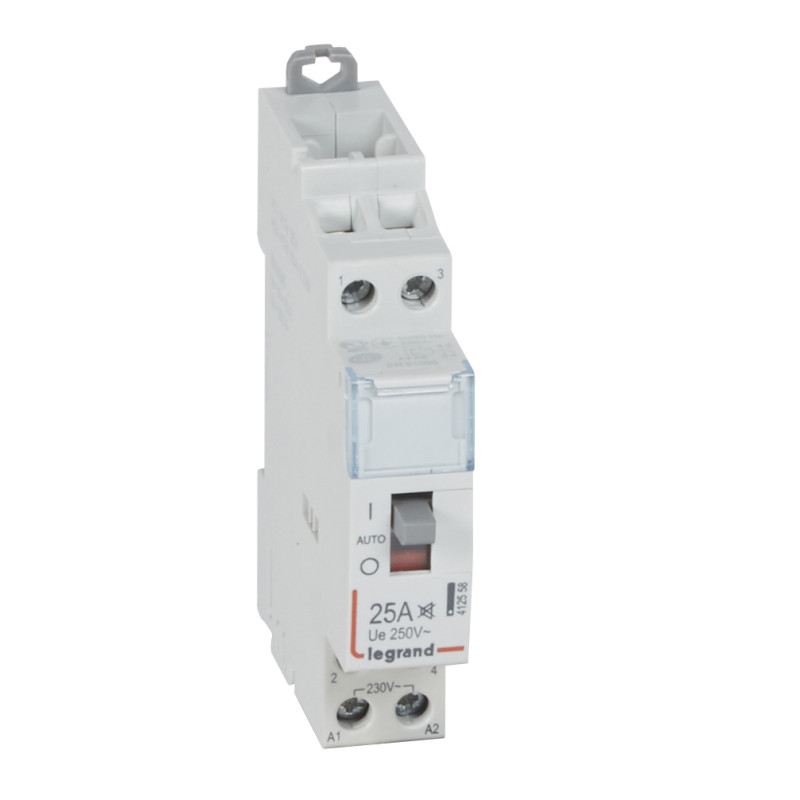 Stýkač 25A 2NO, 230V AC, 1M inštalačný, s ručným ovl., tichý chod 412558