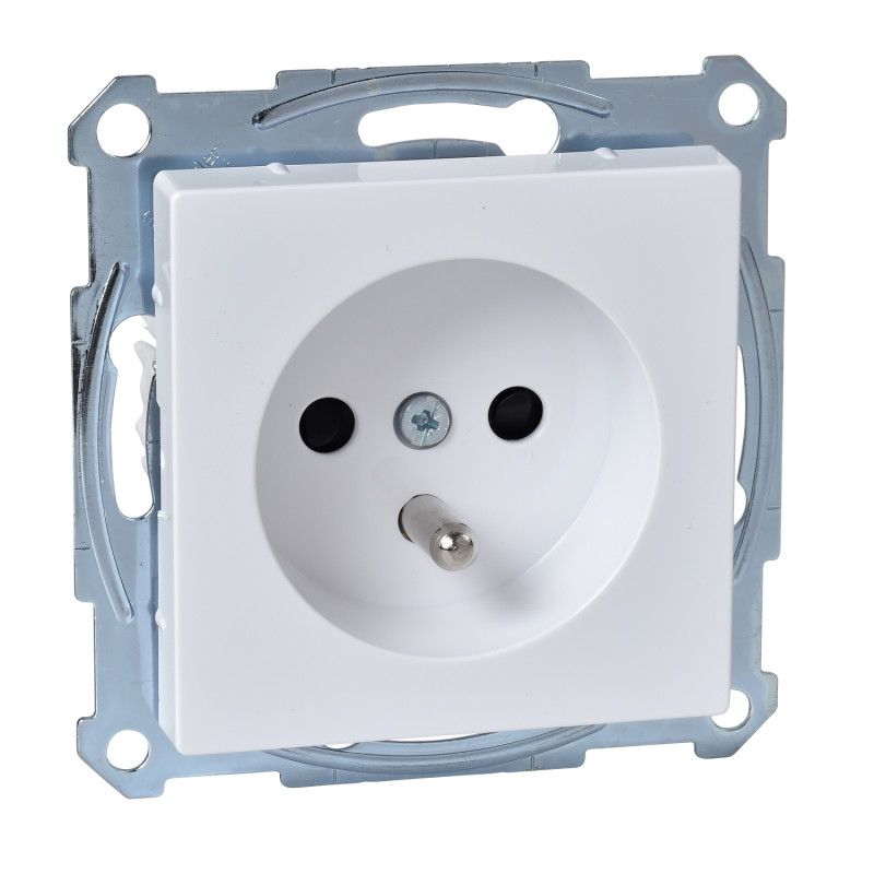 Zásuvka MERTEN 2P+PE 16A s clonk., pruž.sv., s krytom ACTIVE WHITE MTN2500-0325