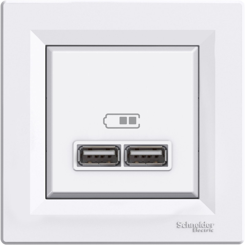 Zásuvka ASFORA 2xUSB nabíjací konektor 2,1 A biela EPH2700221