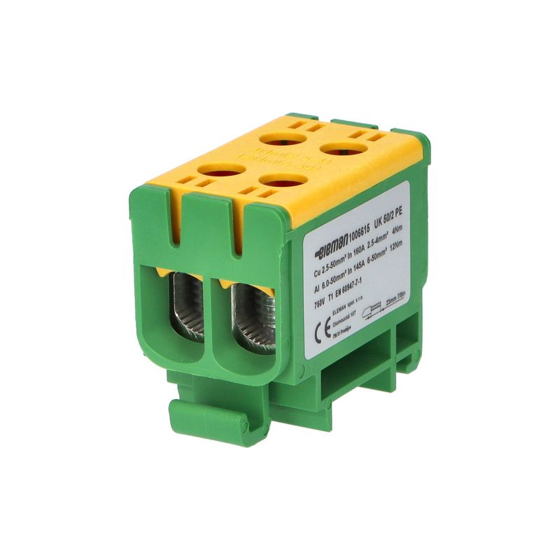 Svorka UK 50/2 PE univerzálna krytá 1-pólová zeleno-žltá 1311015