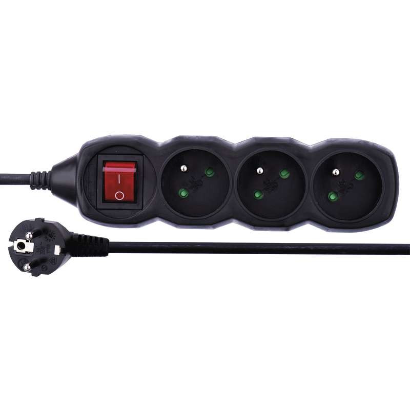 Predlžovačka PC1311 3Z 1,5M s vypínačom / čierna / PVC / 1 mm2 PC1311 1902330150