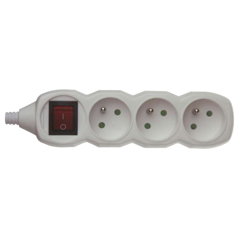 Zásuvka P1300N trojnásobná,samostatná s vypínačom pre prívod IP20 biela P1300N 1903130001