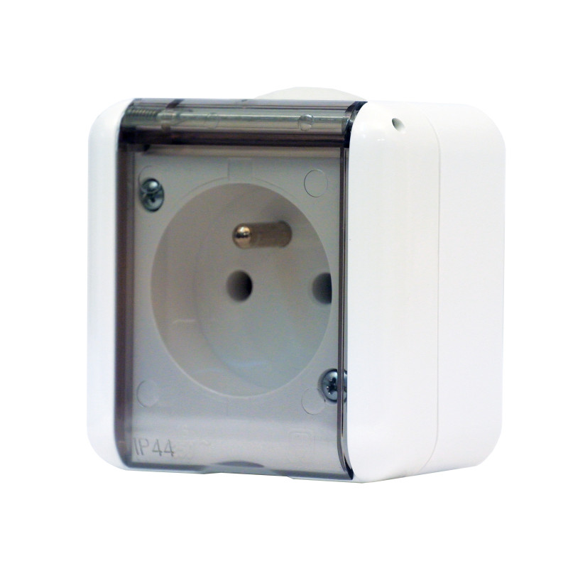 Zásuvka 134.22982.BT biela jednonásobná,kryt dymový 16A 250V IP44 134.22982.BT