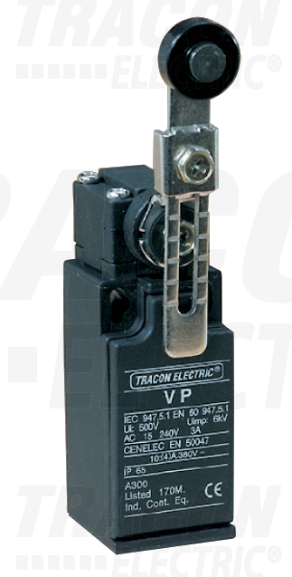 Spínač VP145 koncový s bočnou kladkou a nastaviteľnou dĺžkou páky, 1 spín. + 1 rozpín. kontakt VP145