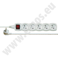 Predl�ova�ka P1513C 5Z 3M s vyp�na�om, H05VV-F 3G1mm2, biela P1513 1902150300