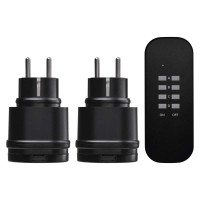 Z�suvka P0067  dia�k. ovl�dan� 2x + 1x ovl�da�, 250V, max. 13A (3000W), IP44, �ierne P0067
