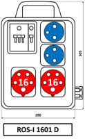 Skria ROS-I 1601 D s driakom P 2x16A/5P/400V+2x250V+istie isten 10003493.00