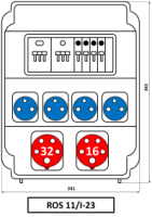Skria ROS11/I-23 zsuvkov 16A+32A/5P/400V+4x250V IP54 istie 10 m isten 10006782.00