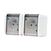 Z�suvka 134.22922.BT biela dvojn�sobn�,kryt dymov� 16A 250V IP44 134.22922.BT