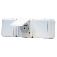Z�suvka 134.22931.BB biela trojn�sobn�,kryt biely 16A 250V IP44 134.22931.BB