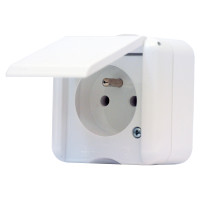Z�suvka 134.22982.BB biela jednon�sobn�,kryt biely 16A 250V IP44 134.22982.BB