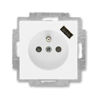 Z�suvka Levit  1-n�sobn� s USB, s clonkami, biela/biela, 55x55mm 5569H-A02357 03