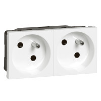 Z�suvka DOPREDAJ / MOSAIC uni M/45 2x2P+T 4mod. BIELA pooto�. 45�, aut. svorky vzadu 077164