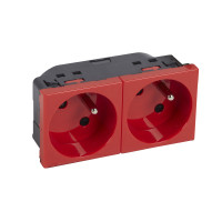 Z�suvka MOSAIC uni M/45 2x2P+T 4mod. �ERVEN� pooto�. 45�, aut. svorky vzadu 077168