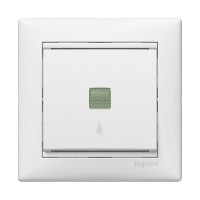 Sp�na� Va-Bi 1/0 so zel.sign�lkou pik.svietidla tla�idlo biely (1PL) 774413