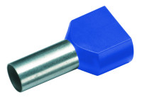 Dutinka 2x0,75/8 dvojit� lisovacia modr� balenie 100ks 182402
