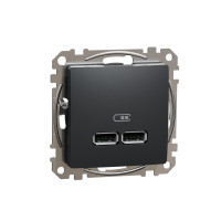 Zsuvka SEDNA USB A+A nabjaka 2.1A antracit SDD114401