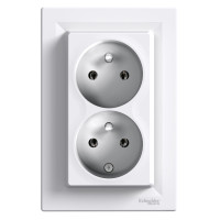 Z�suvka ASFORA 2x2P+T dvojn�sobn�  biela EPH9800121