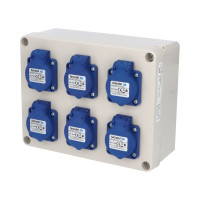 Skria 3066 zsuvkov IP54 6x220V bez istenia 2715009