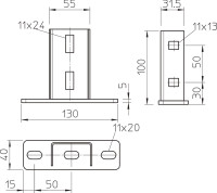 Doska KU 3  z�kladov� pre z�ves US3  FT, pozinkovan� ponorom 6348874 OBO