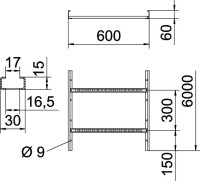 Rebr�k LG 660 VS 60x600x6000 k�blov� s perforovan�m, pozinkovan� ponorom 6208661 OBO