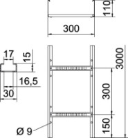 Rebr�k LG 113 110x300x3000 k�blov� s perforovan�m, pozinkovan� p�sovo 6216407 OBO