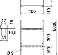 Rebr�k LG 114 110x400x6000 k�blov� s perforovan�m, pozinkovan� p�sovo 6216448 OBO