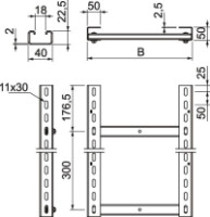 Rebr�k SLM50C40F 400x3000 mm k�blov� st�pac�, pozinkovan� ponorom 6010008 OBO