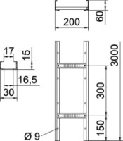 Rebr�k LG 620 VS 60x200x3000 k�blov� s perforovan�m, pozinkovan� p�sovo 6208538 OBO