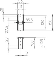 Doska 1268/KP 150x56x105 z�kladov�, pozinkovan� ponorom 6350054 OBO