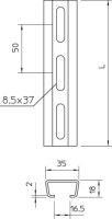 Li�ta 2063 2000x35x18 profilov�, pozinkovan� ponorom 1112759 OBO