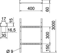 Rebr�k LG 640 VS 60x400x3000 k�blov� s perforovan�m, pozinkovan� p�sovo 6208544 OBO