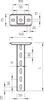 U-z�ves US 5 K/40 50x50x400 s p�tkou, pozinkovan� ponorom 6341543 OBO