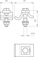 Svorka TKS-L-25 M10x50 nap�nacia, pozinkovan� ponorom 6355808 OBO