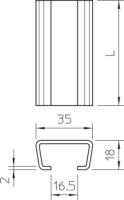 Li�ta 2063 2000x35x18 profilov� neperforovan�, pozinkovan� p�sovo 1112120 OBO