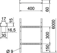 Rebr�k LG 640 VS 60x400x6000 k�blov� s perforovan�m, pozinkovan� p�sovo 6208633 OBO