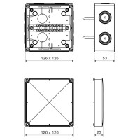 katua KSK 125 DPO  so svorkovnicou, IP66, bezhalogen., poiarna odoln. E/PS90, oranov  126x126x74mm 8595568924308