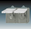 Z�suvka 5518-2069 S Pl. dvojit� s vie�kom, IP44, 2P+PE siv� 5518-2069 S