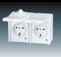 Z�suvka PRAKTIK  2x2P+PE SCHUKO, dvojit�, s vie�kom, IP44, na povrch, biela 5518-3029 B