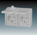 Z�suvka PRAKTIK  2x2P+PE SCHUKO, dvojit�, s vie�kom, IP44, na povrch, siv� 5518-3029 S