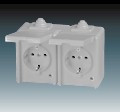 Z�suvka 5518-3069 S Pl. dvojit� s vie�kom, IP44, 2P+PE SCHUKO siv� 5518-3069 S