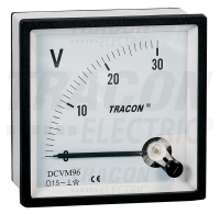 Voltmeter 48x48mm, panelov analgov, pre jednosmern naptie, 30V DC DCVM48-30