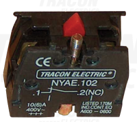 Blok NYAE102 kontaktu rozp�nac� k tla�idl�m a ovl.jednotk�m s kov.doskou NYAE102