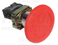 Tla�idlo NYG442P30 hr�bov� n�dzov�, uvo�nenie aret�cie pooto�en�m, �erven�, d=30mm, 1 rozp�n. kontak NYG442P30