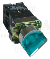 Sp�na� NYGBK2365Z  oto�n� s presvetl. ovl. p�kou, s aret�ciou, zelen�, 2-poloh., max.400V, 1NO+1NC NYGBK2365Z