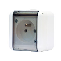 Z�suvka 134.22982.BT biela jednon�sobn�,kryt dymov� 16A 250V IP44 134.22982.BT