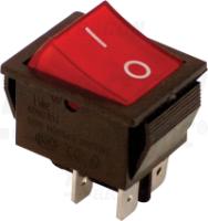 Sp�na� TES42 kol�skov� 2-polohov�, presvetlen� �erven�, s popisom 0-I, 250VAC, 16(6)A TES-42